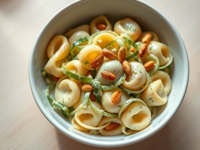 Tortellini met kruidenkaas en prei
