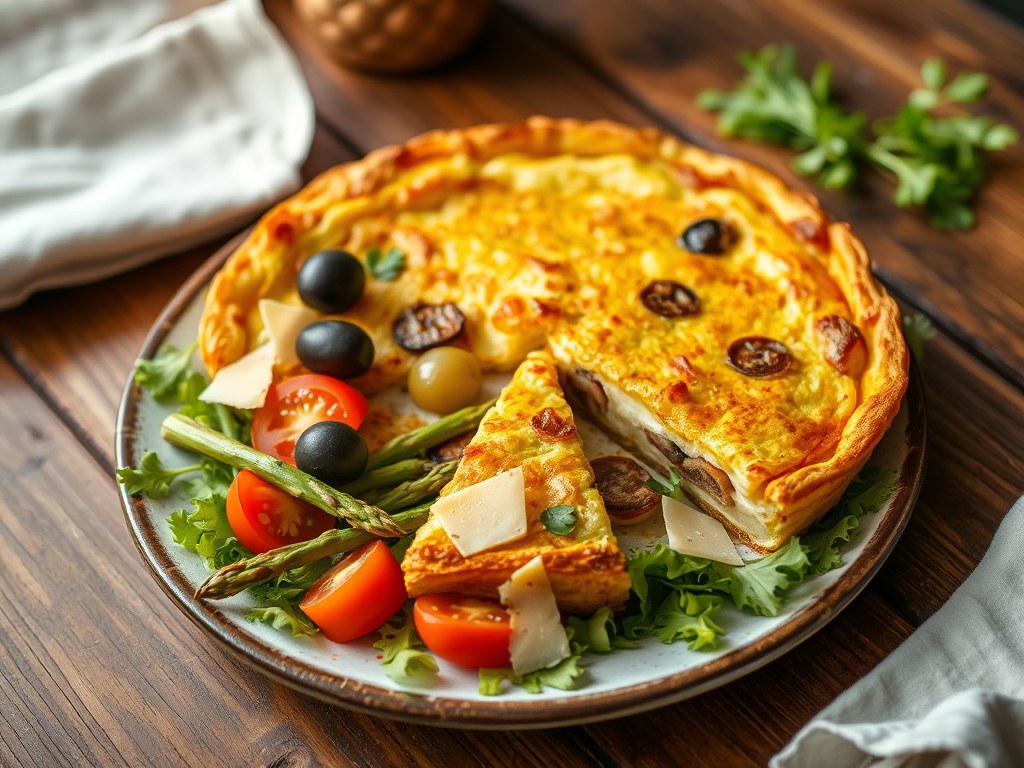 Tortilla de patatas con chorizo, AI-gegenereerde illustratie