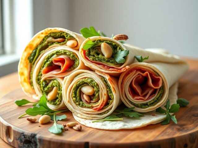 Tortilla wrap pesto, kaas en parmaham