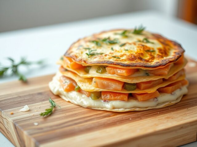 Tortillataart met zalm en prei
