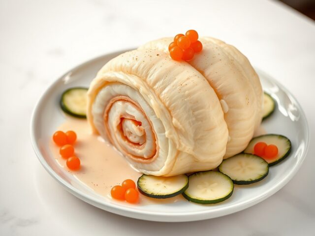 Turban van Zeetong,Zalm en Langoustine in Riesling