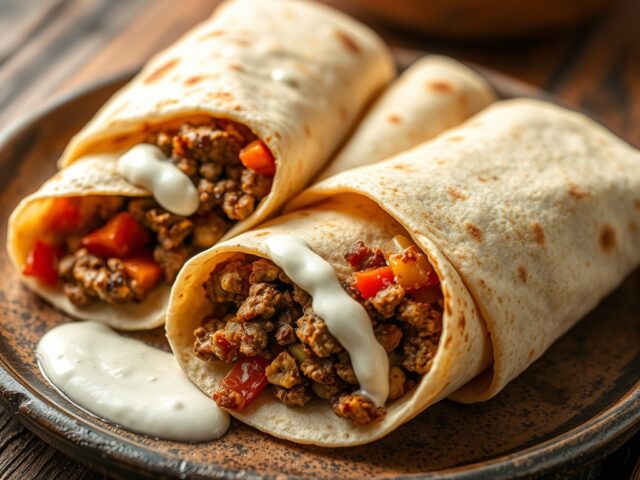 Turkse tortilla met yoghurtsaus