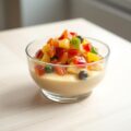 Tuttifrutti met appel-kaneelstroop en vanillesaus