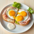 Uitsmijter met Meesterlyck-ham en oude kaas, kropsla en peterseliemayonaise