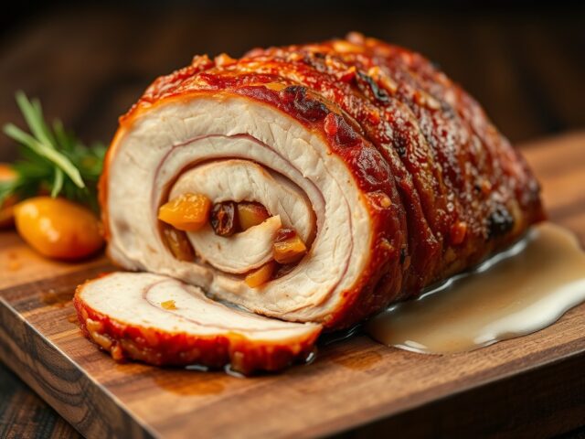 Varkensbuik met Abrikoosjes en Cognac
