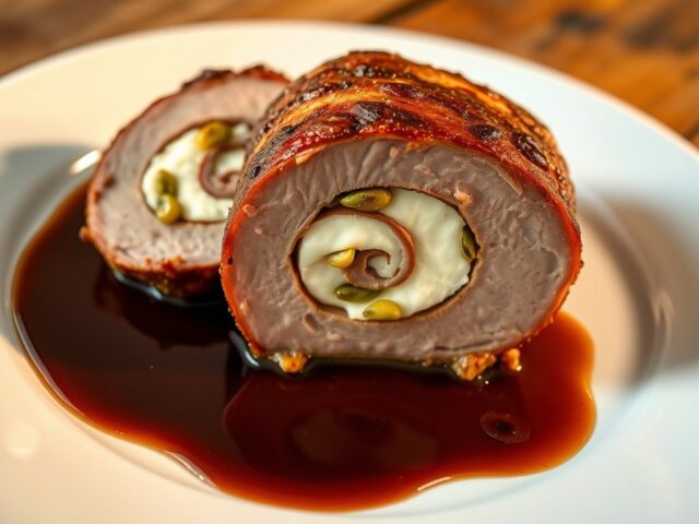Varkensfiletrollade met Geitenkaas
