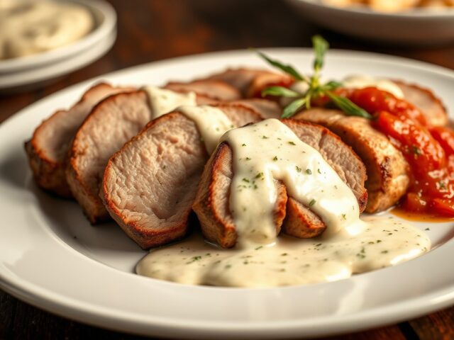 Varkenshaas met Boursin-tomatensaus