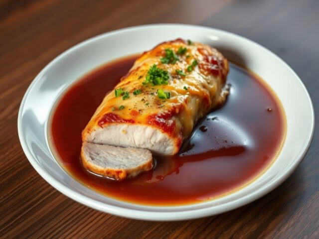 Varkenshaas met een korstje van Corsendonkse kaas en een saus van Belgisch bier