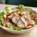 Varkenshaas salade met gorgonzoladressing