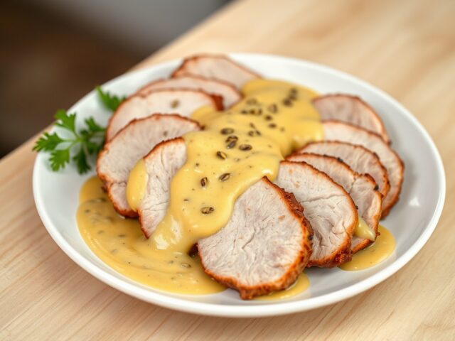 Varkenshaasje met mosterdsaus