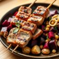 Varkenshaasspies met bietensalade