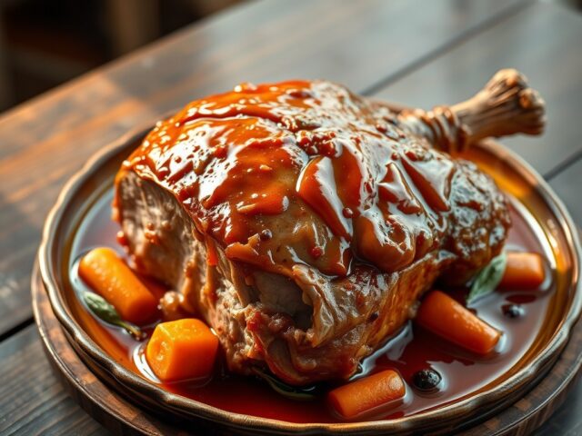 Varkenshammetje of schenkel in zoetzure saus