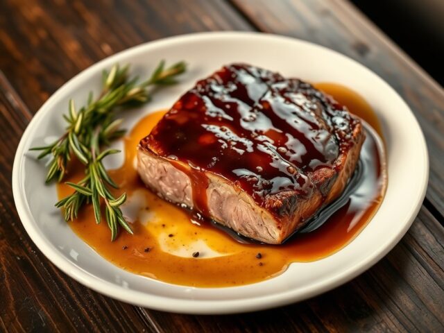 Varkensoester met Karamelsaus