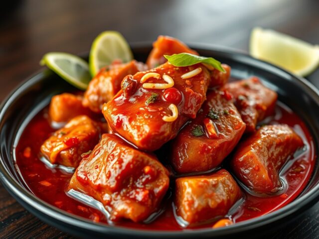 Varkensvlees in sambalsaus (Babi rica-rica)
