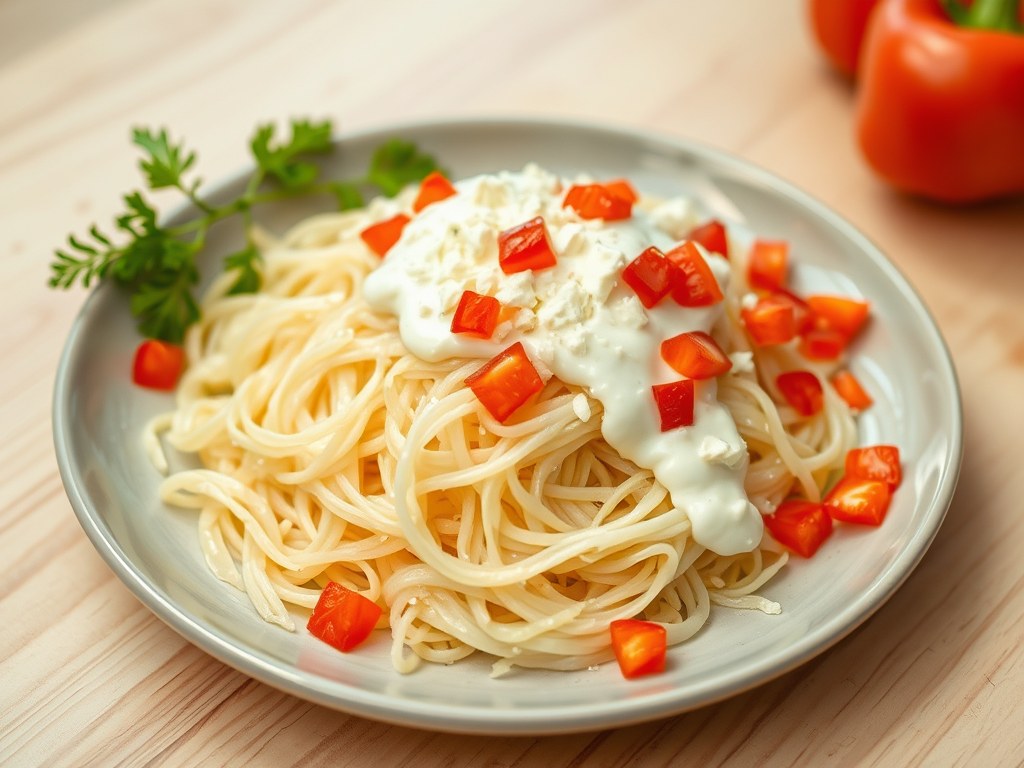 Vegetarische zuurkool met yoghurt en fenegriekaas, AI-gegenereerde illustratie