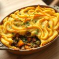 Veggie Parmentier met zoete aardappelen en geroosterde wintergroenten