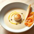 Velouté van prei met truffelolie gebakken coquille