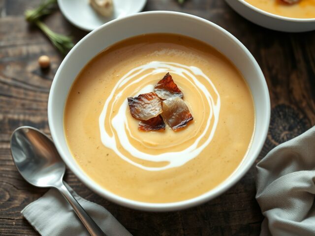 Velouté van wintergroenten met grookte paling