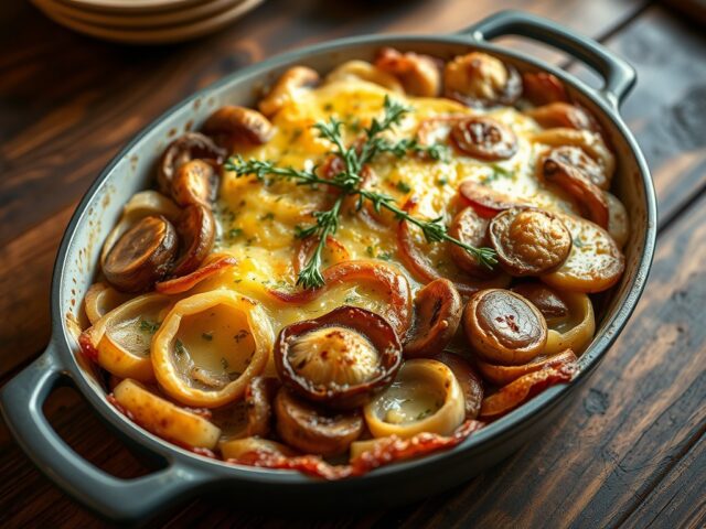 Venkel met champignons en kaas