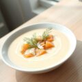 Venkelsoep met zalm en krab