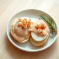 Verborgen gekookte eieren in cocktail-garnalensaus