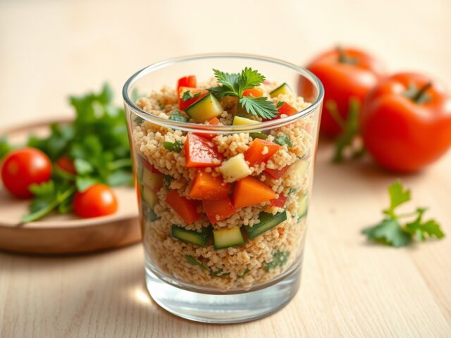 Verrine van Bulgur met gekruide groenten