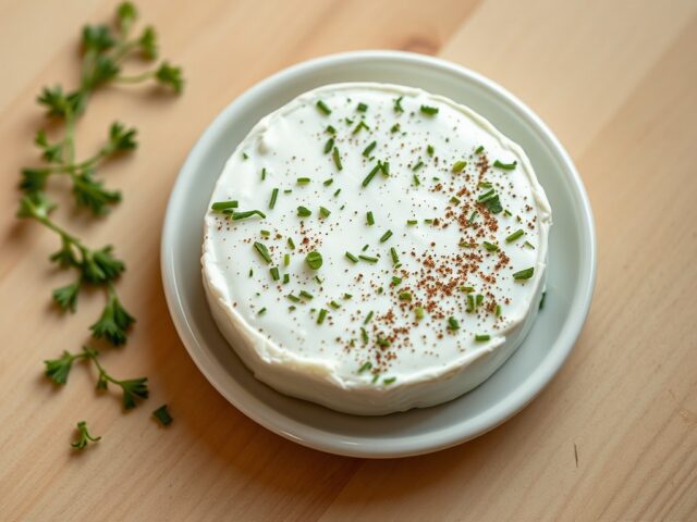 Verse geitenkaas met tuinkruiden en knoflook