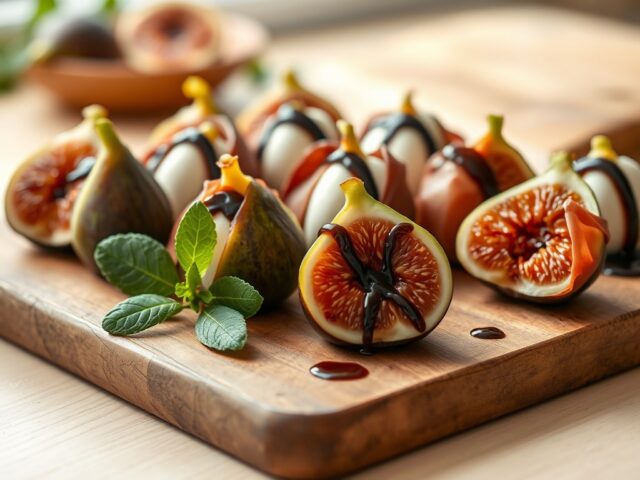 Verse vijgen en Mozzarella verpakt in proscuitto