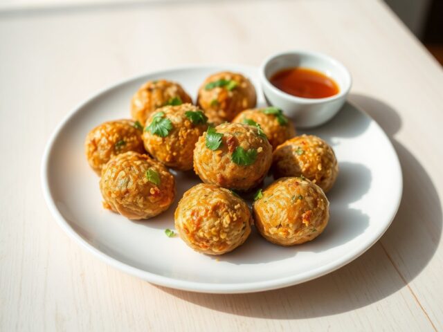 Vietnamese balletjes met krab, kip en kruiden