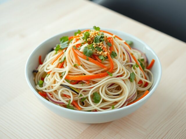 Vietnamese Glasnoedelsalade met een Nuoc Cham Dressing