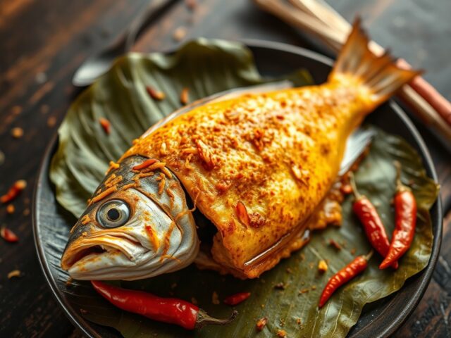 Vis Pepesan Gerechten ( = Ikan Pepesan)