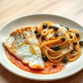 Visfilet uit de oven met knoflookspaghetti