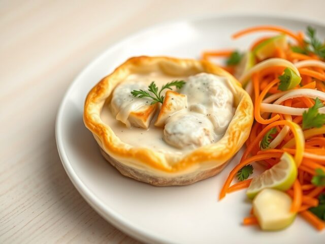 Vispasteitje met appel wortelsalade