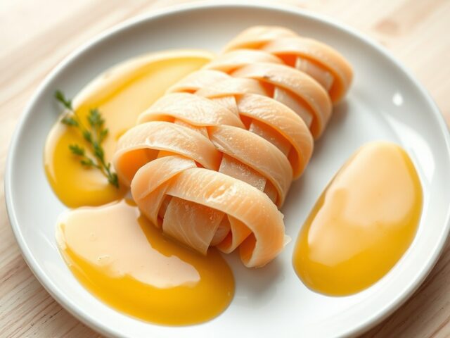 Vlecht van wilde zalm en tong in 2 sausen