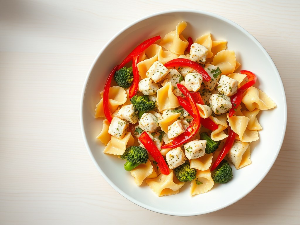 Vlinderpasta met Kabeljauw, AI-gegenereerde illustratie