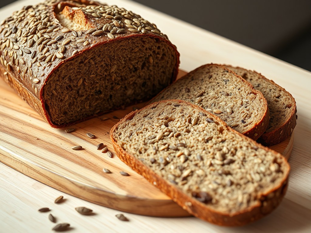 Volkorenbrood met pitten, AI-gegenereerde illustratie