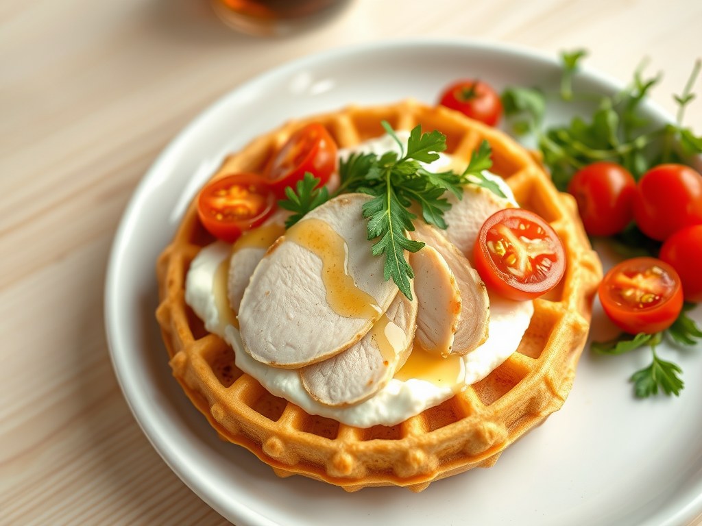Wafel met kipfilet, AI-gegenereerde illustratie
