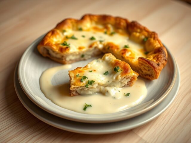 Warm Roggebroodtaart met Roquefort en Roquefortsau