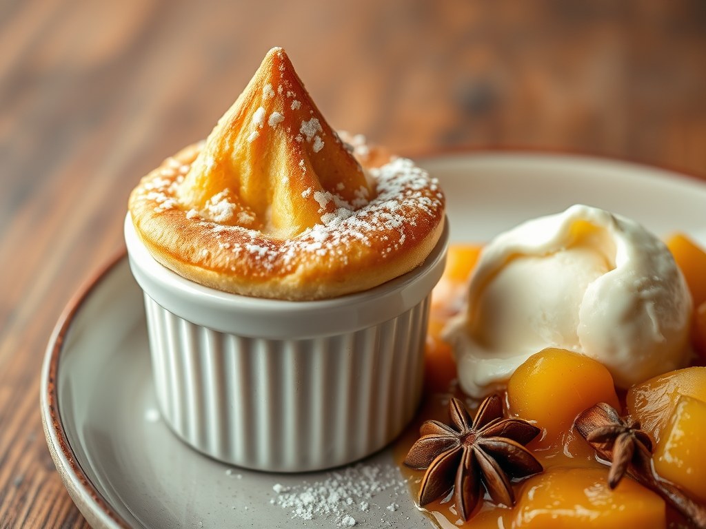 Warme amandelsoufflé met ( zie opm ), AI-gegenereerde illustratie