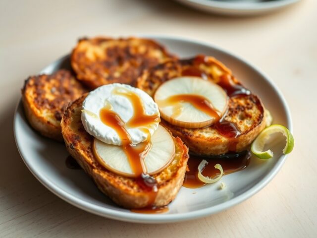 Wentelteefjes met geitenkaas en stroopsaus