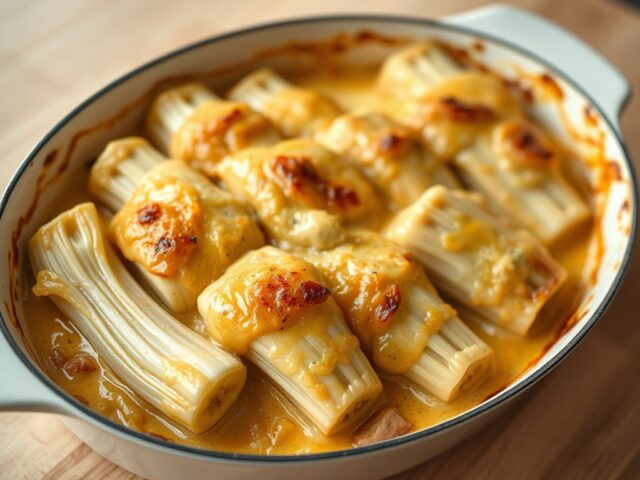 Witlof met banaan en ham-kaassaus