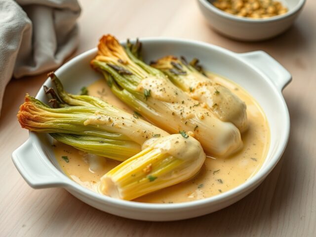 Witlof met mosterdkaas saus