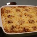 Ovenschotel witlof met champignons en aardappelpuree gemengd met magor (gormas) en walnoten
