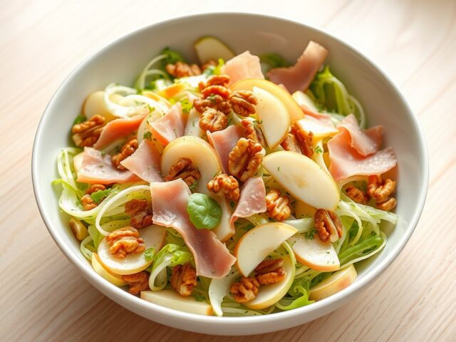 Witlofsalade met appel en gerookte ham