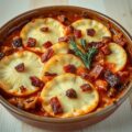 Witlofschotel met katenspek en tomatensaus