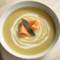 Witlofsoep met mosterd en zalm