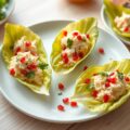 Witloofbootjes met kingkrab en granaatappel