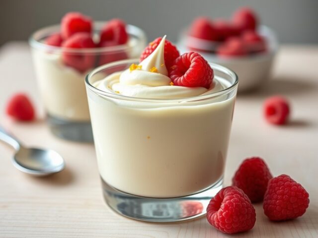 Witte-chocolademousse met frambozen