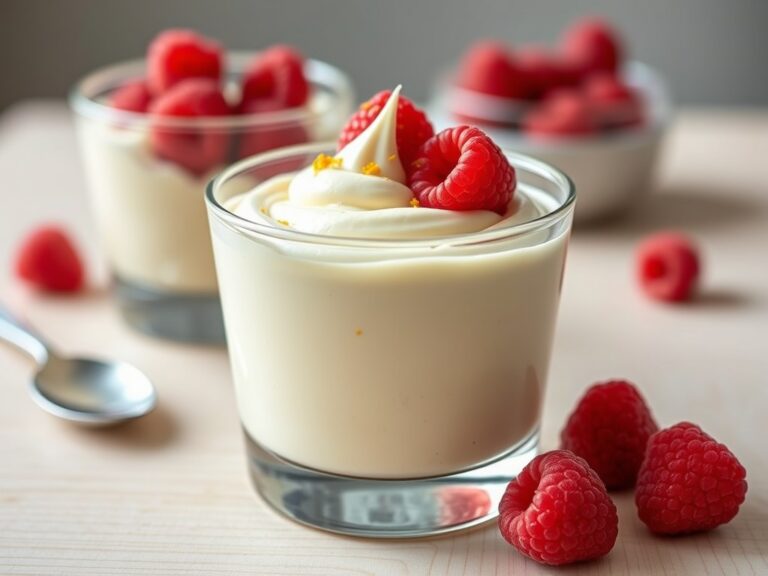 Witte-chocolademousse met frambozen