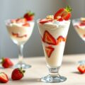 Witte chocoladesyllabub met aardbeien